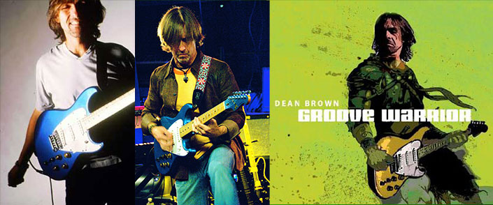 Two Images of Dean Brown in Performance + Cover for the album Groove Warrior